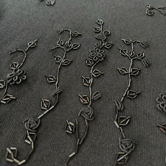 NWT Cache Gold Tag Shirt Floral Beaded Black Sleeveless Sweater Vest VNeck Small - Picture 3 of 5